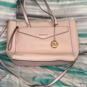 Michael Kors Maisie Large Pebbled Leather 3-IN-1 Tote Bag color powder blush